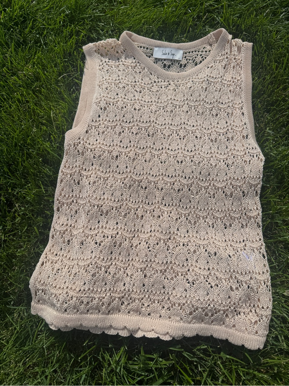 Sadie & Sage Blush Crochet Knit Pullover